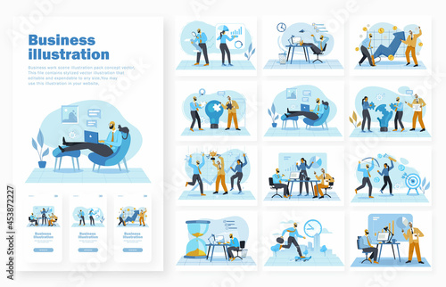 Work scene illustration pack concept vector design 