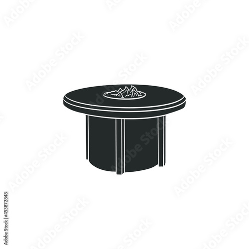 Fire Pit Icon Silhouette Illustration. Outdoor Decoration Vector Graphic Pictogram Symbol Clip Art. Doodle Sketch Black Sign.