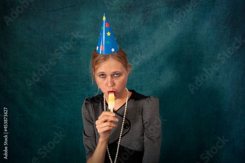 woman with ice cream stick