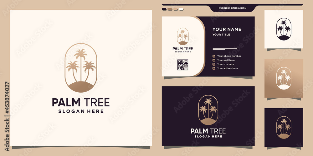 Palm tree logo template with unique modern concept and business card design Premium Vector Palm tree logo template with unique modern concept and business card design Premium Vector