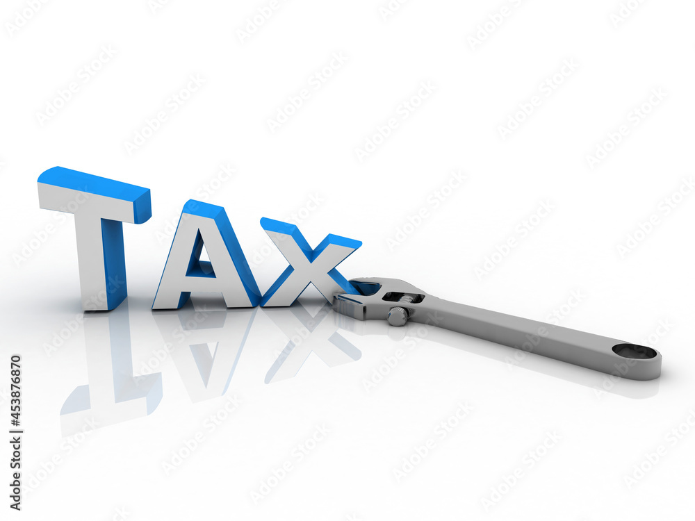 3d rendering Rising tax with Adjustable wrench 3d rendering Rising tax with Adjustable wrench