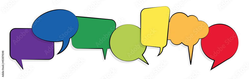 colored speech bubbles in a row colored speech bubbles in a row