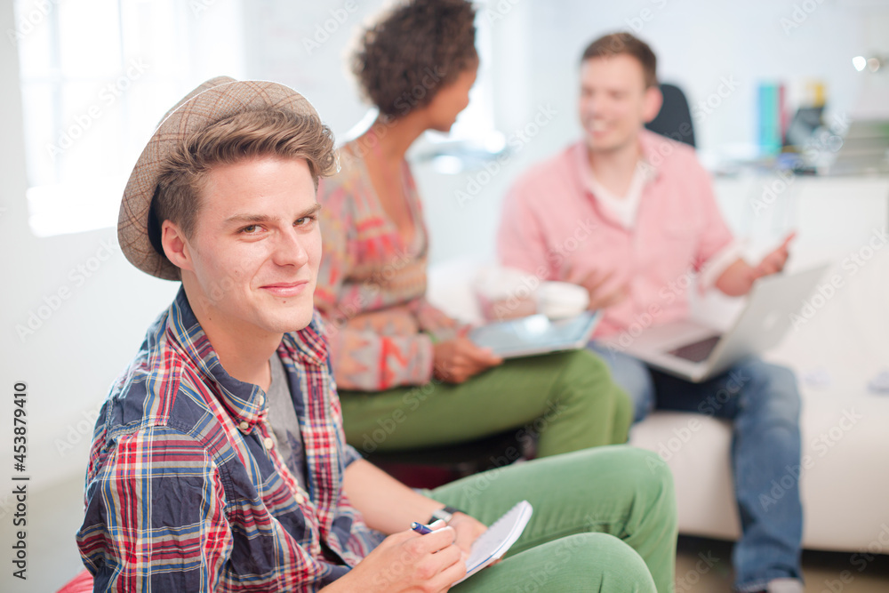 Fototapeta premium Businessman smiling in meeting