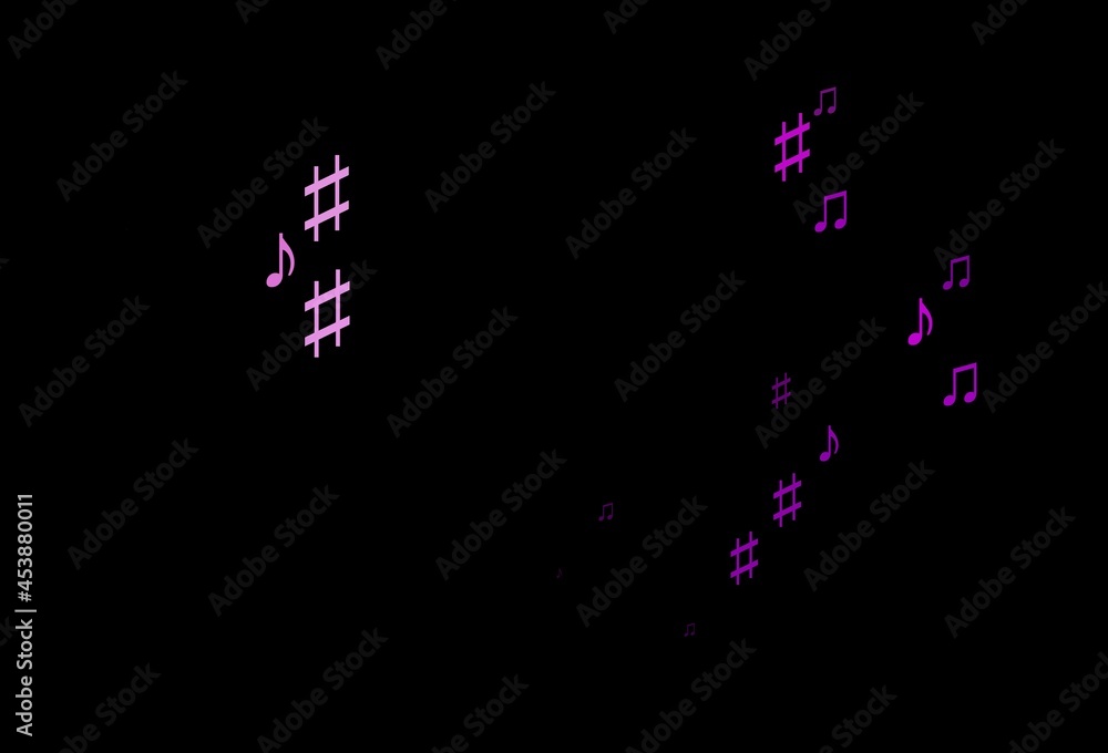 Dark Purple vector template with musical symbols. Dark Purple vector template with musical symbols.