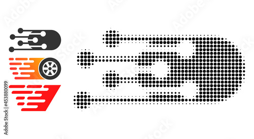 Halftone transition bullet. Dotted transition bullet generated with small circle items. Vector illustration of transition bullet icon on a white background. Halftone array contains circle points.