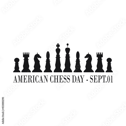 American Chess Day, September Event, Happy America Chess Day, Vector, Illustration, Shirt Design, Chess Day Banner, black and white chess