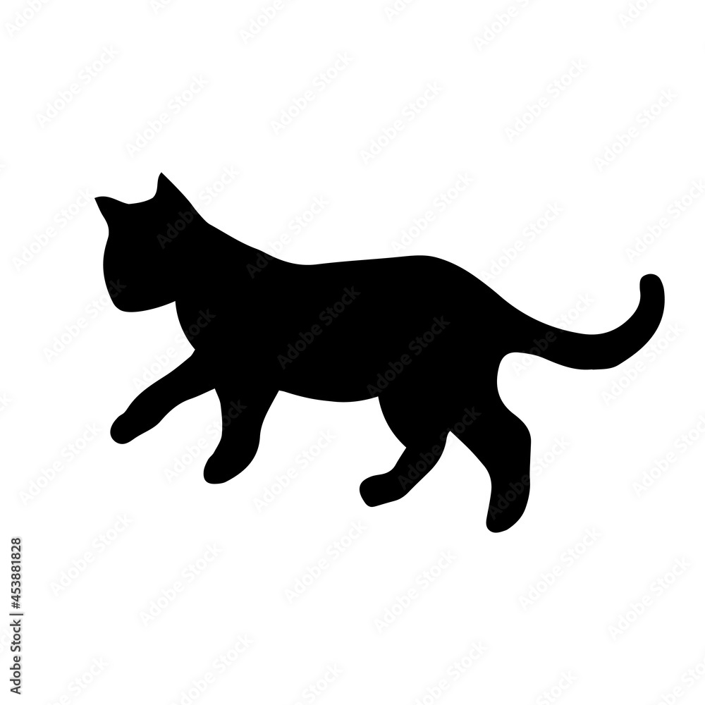 Cat black silhouette. Vector icon on white background. kitten illustration silhouette.