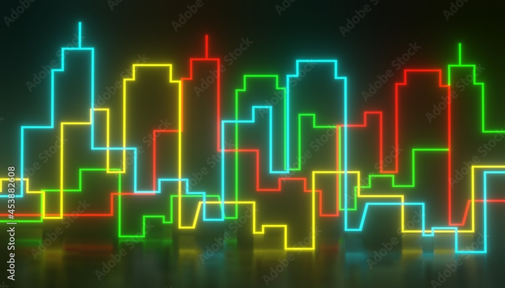 3d render of RGB neon light on darkness background. Abstract Laser lines show at night. Ultraviolet spectrum beam scene 3d render of RGB neon light on darkness background. Abstract Laser lines show at night. Ultraviolet spectrum beam scene