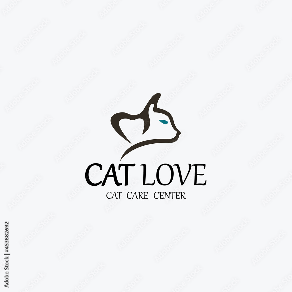 Cat love logo design template. Vector illustration Cat love logo design template. Vector illustration