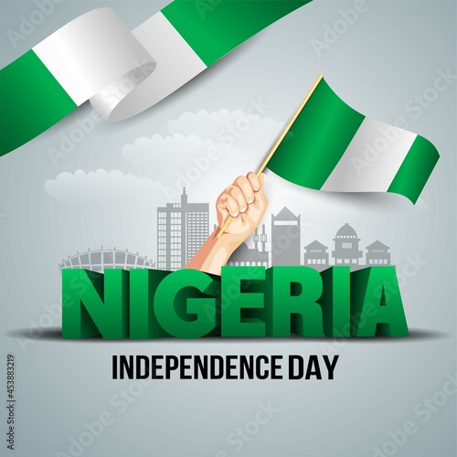 happy independence day Nigeria greetings. vector illustration design