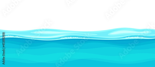 Blue Water Surface with Curved Waves Vector Illustration