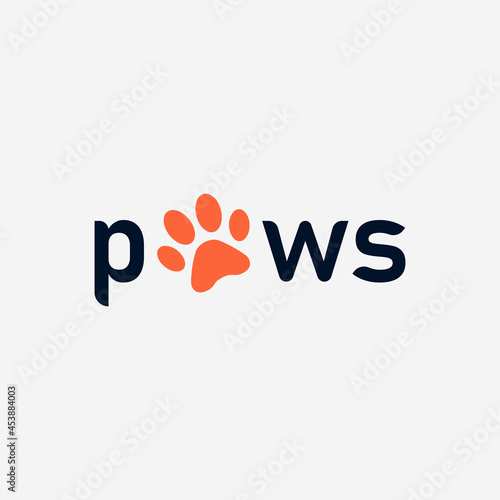 Paws logotype vector template. This word design can be used in Pet brands and products.