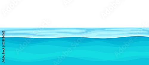 Blue Water Surface with Curved Waves Vector Illustration