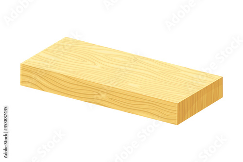 Rectangular Wooden Plank or Board as Sawed Timber Vector Illustration