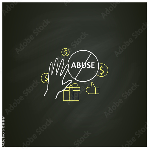 Ending abuse chalk icon. Stop exploitation. Universal basic income concept. Isolated vector illustration on chalkboard