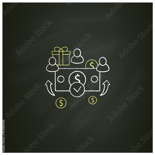 Universal payment chalk icon. Lump sum people payment. Cash for everyone. Basic income concept. Isolated vector illustration on chalkboard
