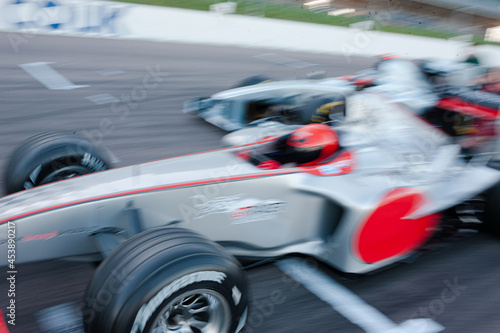 Blurred view of race car on track