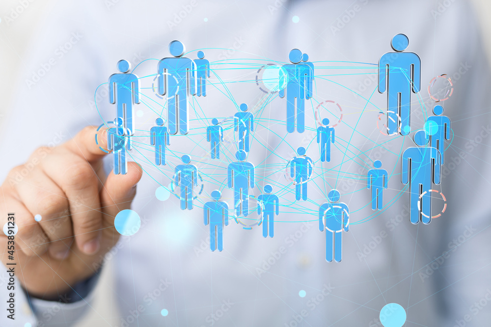 Business Man Hand Writing Social Network Business Man Hand Writing Social Network