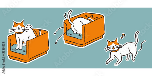 トイレをする猫（シンプル）