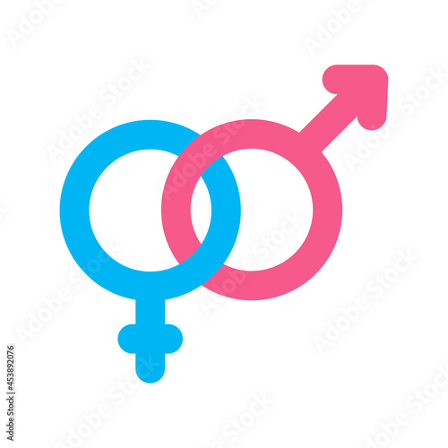 Gender icon pink and blue color. The sign of a woman and man.Vector