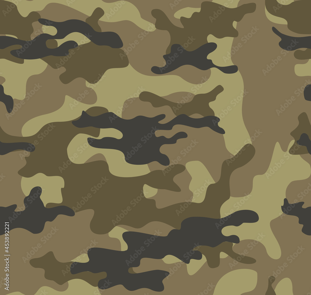 Fototapeta premium Khaki camouflage vector military uniform texture, seamless print.