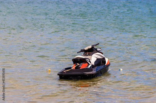 Empty personal watercraft in a sea. Summer vacation concept