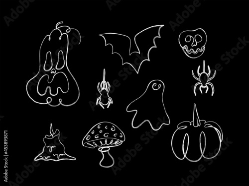Set of Halloween ribbons and characters. Design elements, logos, badges photo