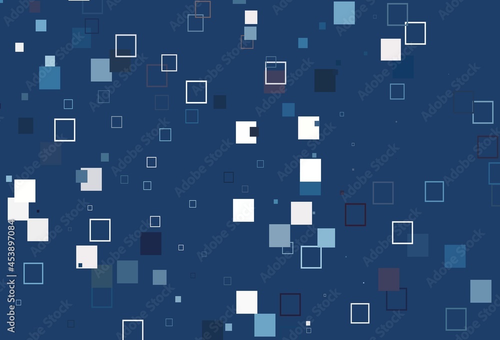 Light BLUE vector pattern with crystals, rectangles.