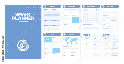 Planner pages. Month date weekly goals organizer templates school scrapbook page calendar checklist garish vector pictures of reminder