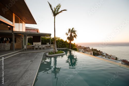 Palm tree in infinity pool