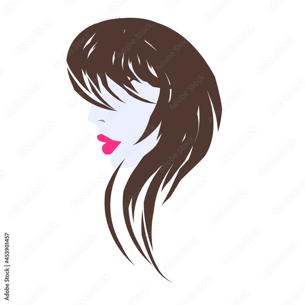 Image of a woman in profile, strokes, brush stroke, red lips - drawing, art - vector
