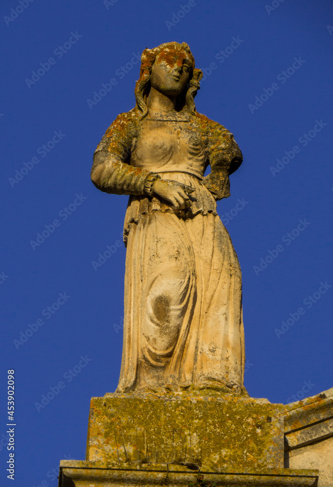 Statue on the Church of Grieved Lady Mary, Locorotondo, Italy