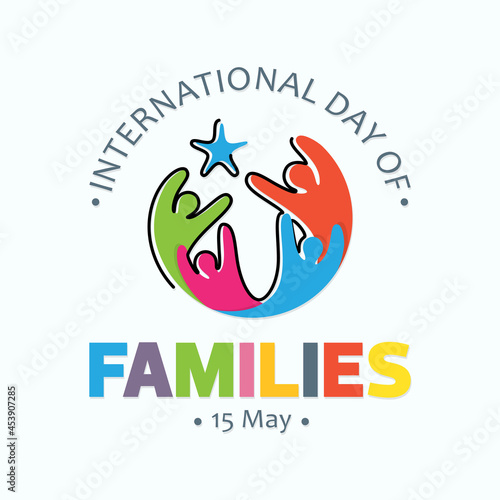 Colorful word of international day of families with abstract people shape love. Design letter international day of families for element design. Vector illustration EPS.8 EPS.10