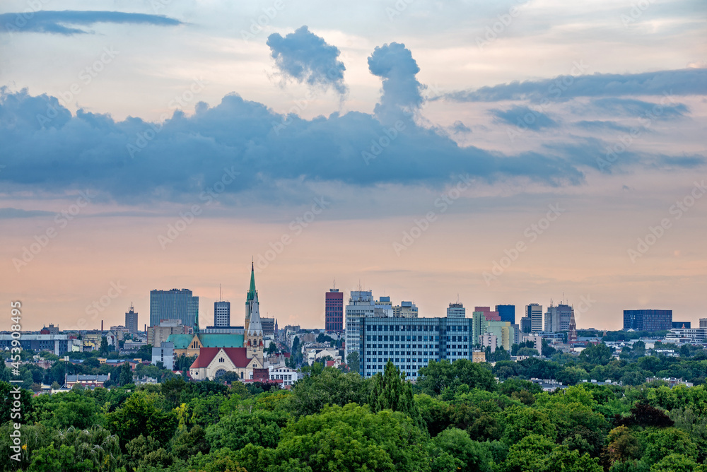Panorama of the city of Łódź- Poland.