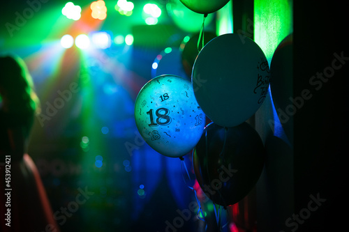 18th birthday's ballons and party lights