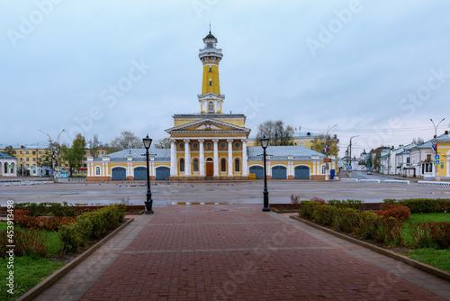 09.05.2021 Kostroma central square. Fire tower in the early morning