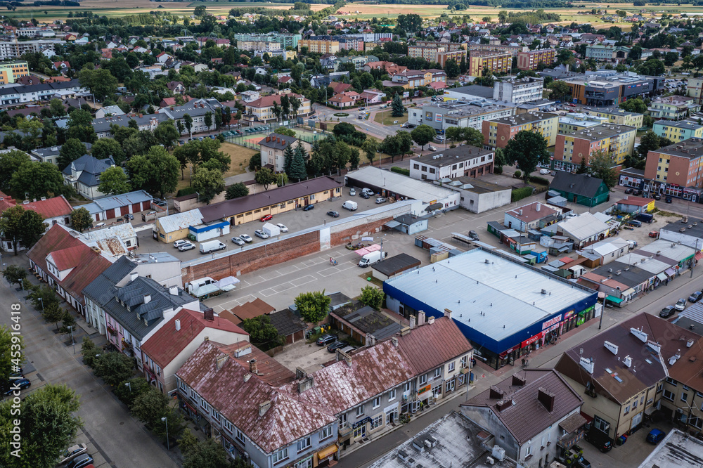 Aerial drone photo of Wegrow town in Masovia region of Poland