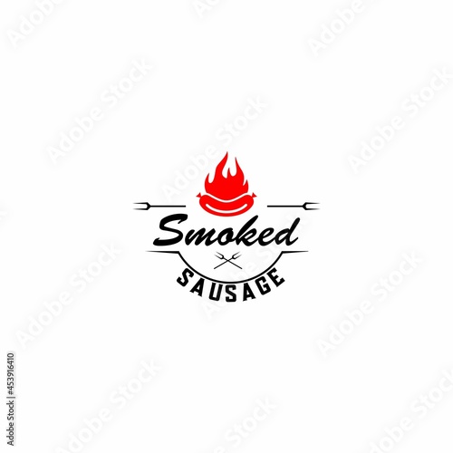 The best smoked sausage logo vektor vintage