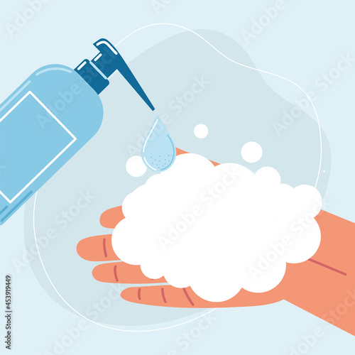 disinfectant pouring on hand