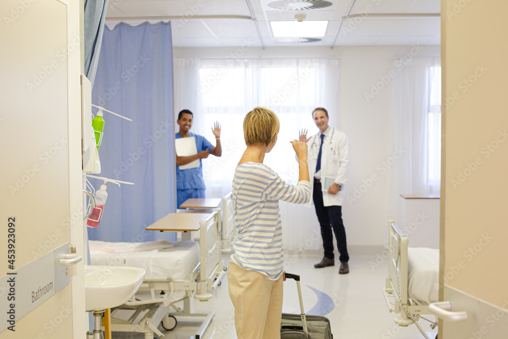 Patient leaving hospital room Patient leaving hospital room