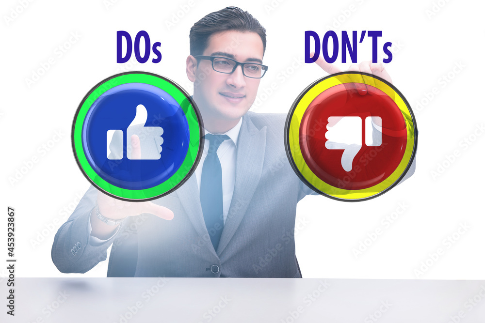 Concept of choosing between dos and donts Concept of choosing between dos and donts