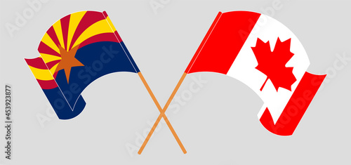 Crossed flags of the State of Arizona and Canada. Official colors. Correct proportion