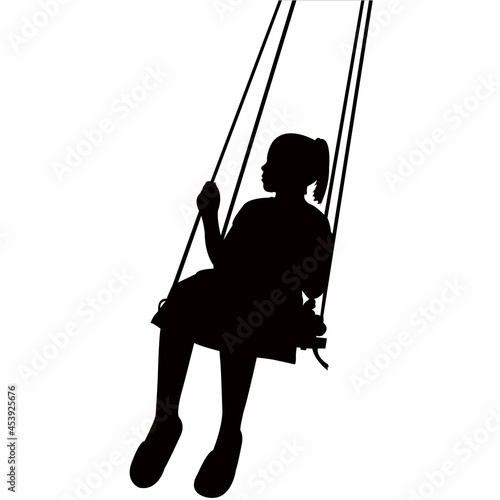 a girl swinging, body silhouette vector