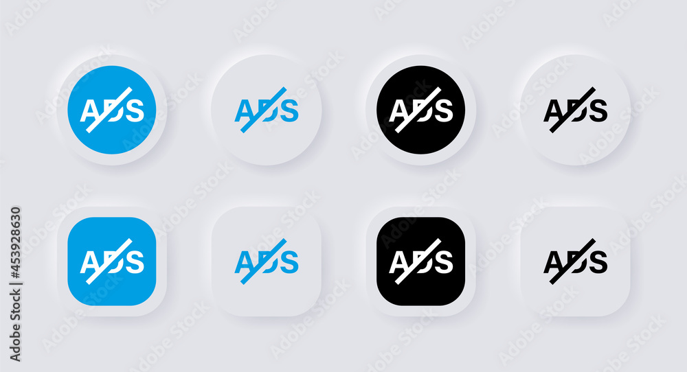 No Ads icon, Adblock sign, prohibited, forbidden ad icon symbol, remove advertisement symbol in neumorphism buttons and neumorphic style - ui u user interface for apps and website No Ads icon, Adblock sign, prohibited, forbidden ad icon symbol, remove advertisement symbol in neumorphism buttons and neumorphic style - ui u user interface for apps and website