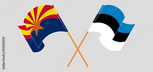 Crossed flags of the State of Arizona and Estonia. Official colors. Correct proportion