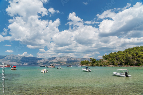 Picturesque sandy beach of Lovrecina on the northern coast of Brac island in Croatia photo