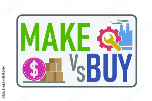 Vector illustration of Make verses buy of product concept 
