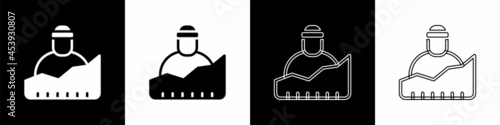 Set Growth of homeless icon isolated on black and white background. Homelessness problem. Vector