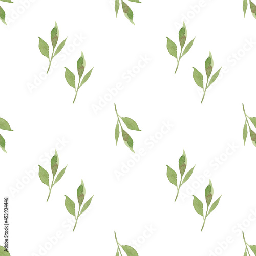 Watercolor leaves seamless pattern. Watercolor fabric. Repeat leaves. Use for design invitations  birthdays  weddings.