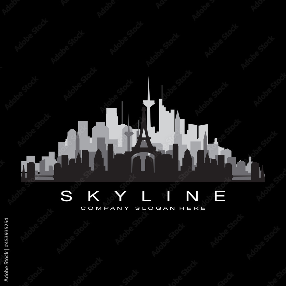 Fototapeta premium City Skyline,Skyscraper for Urban Real Estate Building Logo Design Vector